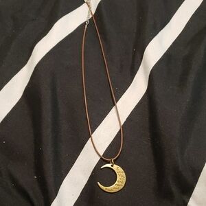 Gold Crescent Moon Pendant Necklace